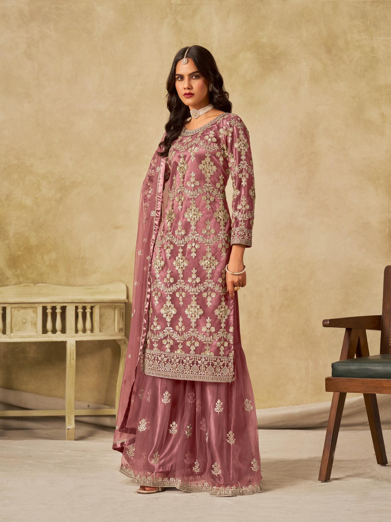 Pink Net Palazzo Suits — alternate view