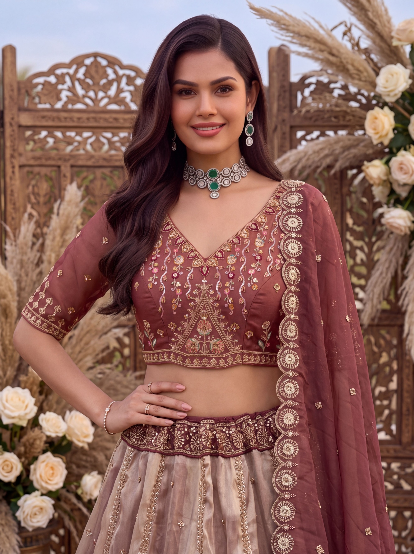 Pink Ombré Multi Thread Chandaniya Silk Lehenga Choli