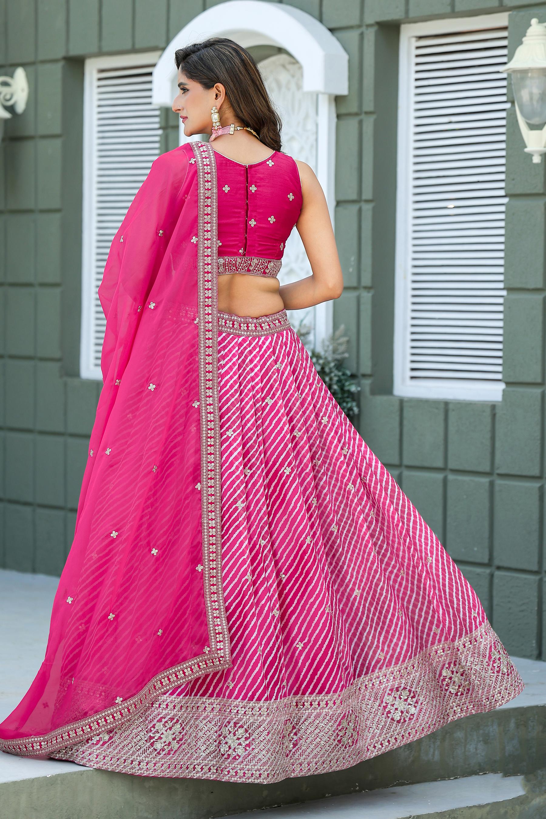 Pink Organza Bridal Lehenga — alternate view