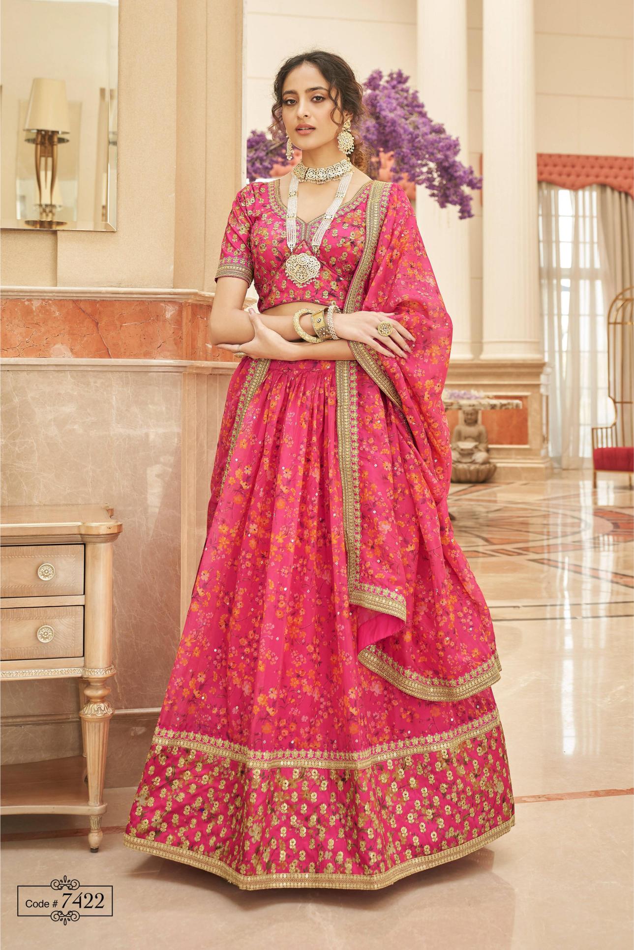 Pink Organza Lehenga Choli