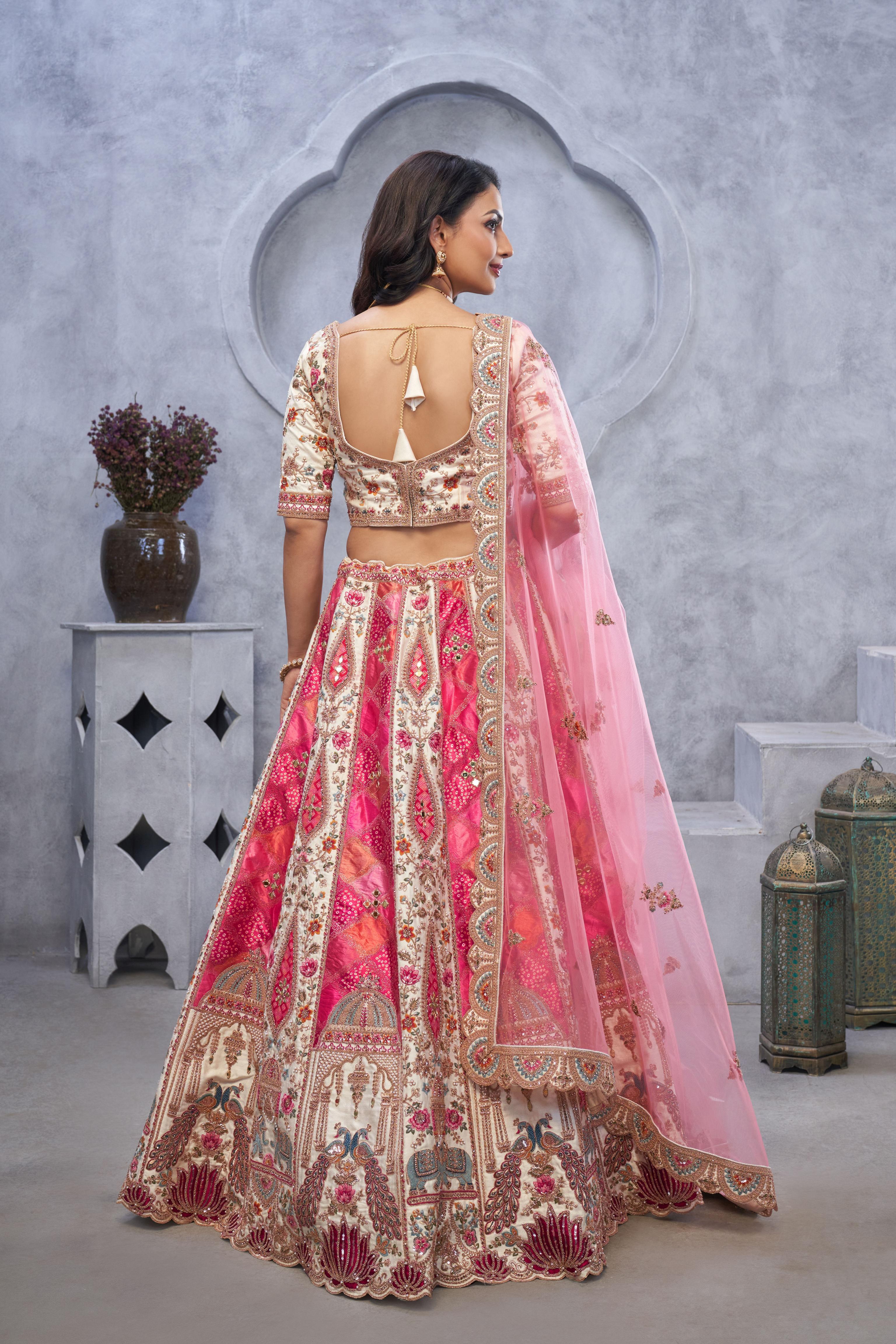 Pink Organza Wedding Lehenga — alternate view