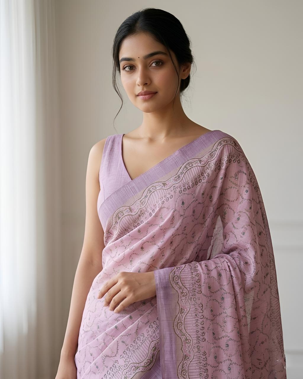 Pink Paisley Woven Cotton Silk Saree