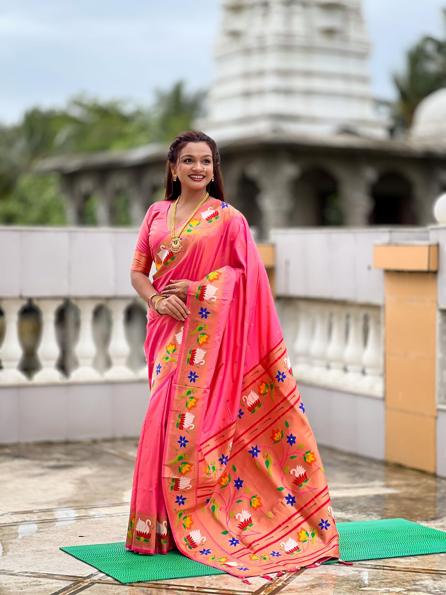 Pink Paithani Silk Saree