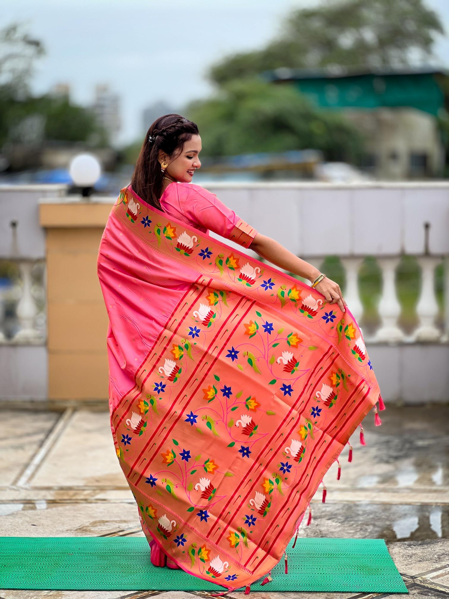 Pink Paithani Silk Saree — alternate view