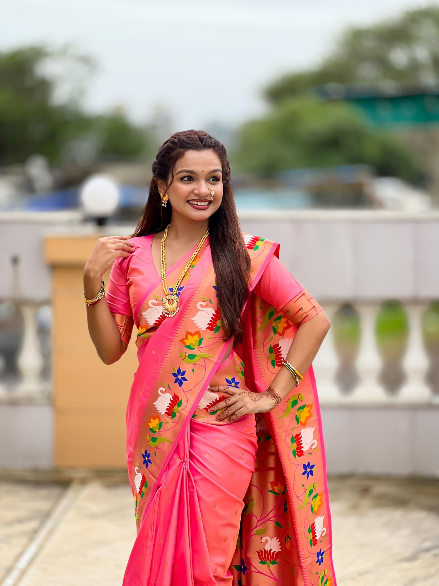 Pink Paithani Silk Saree