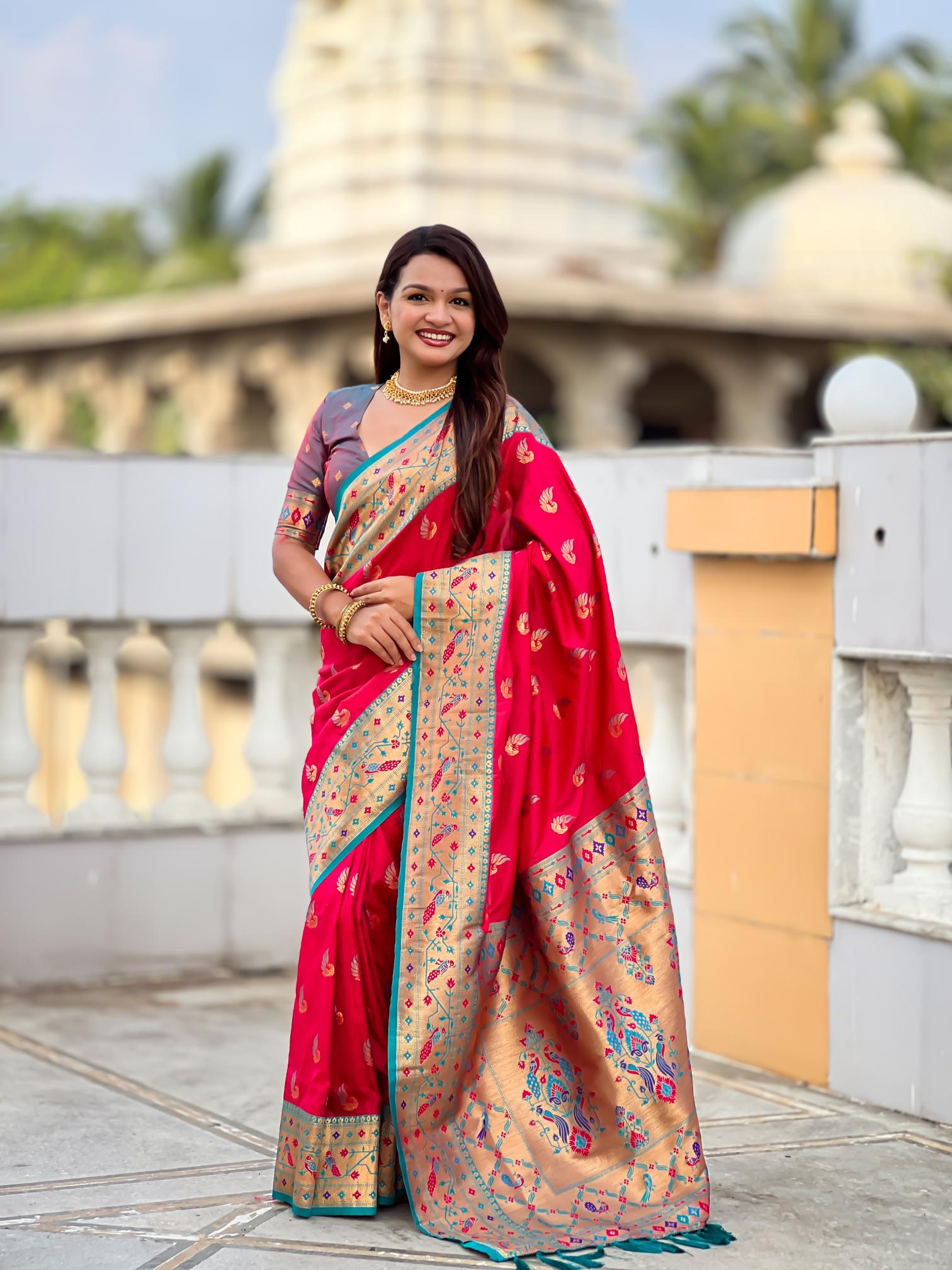 Pink Paithani Silk Saree