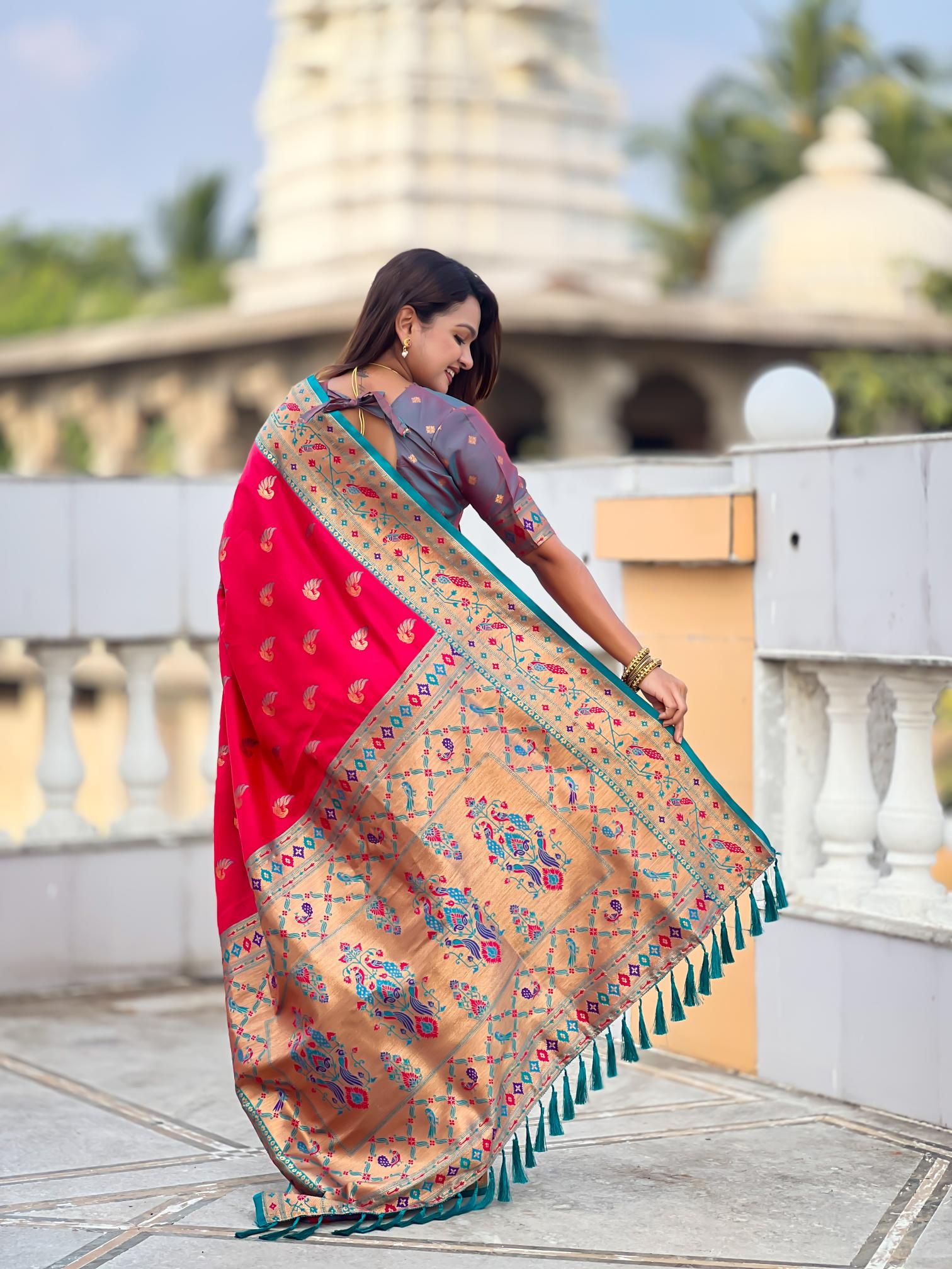 Pink Paithani Silk Saree — alternate view