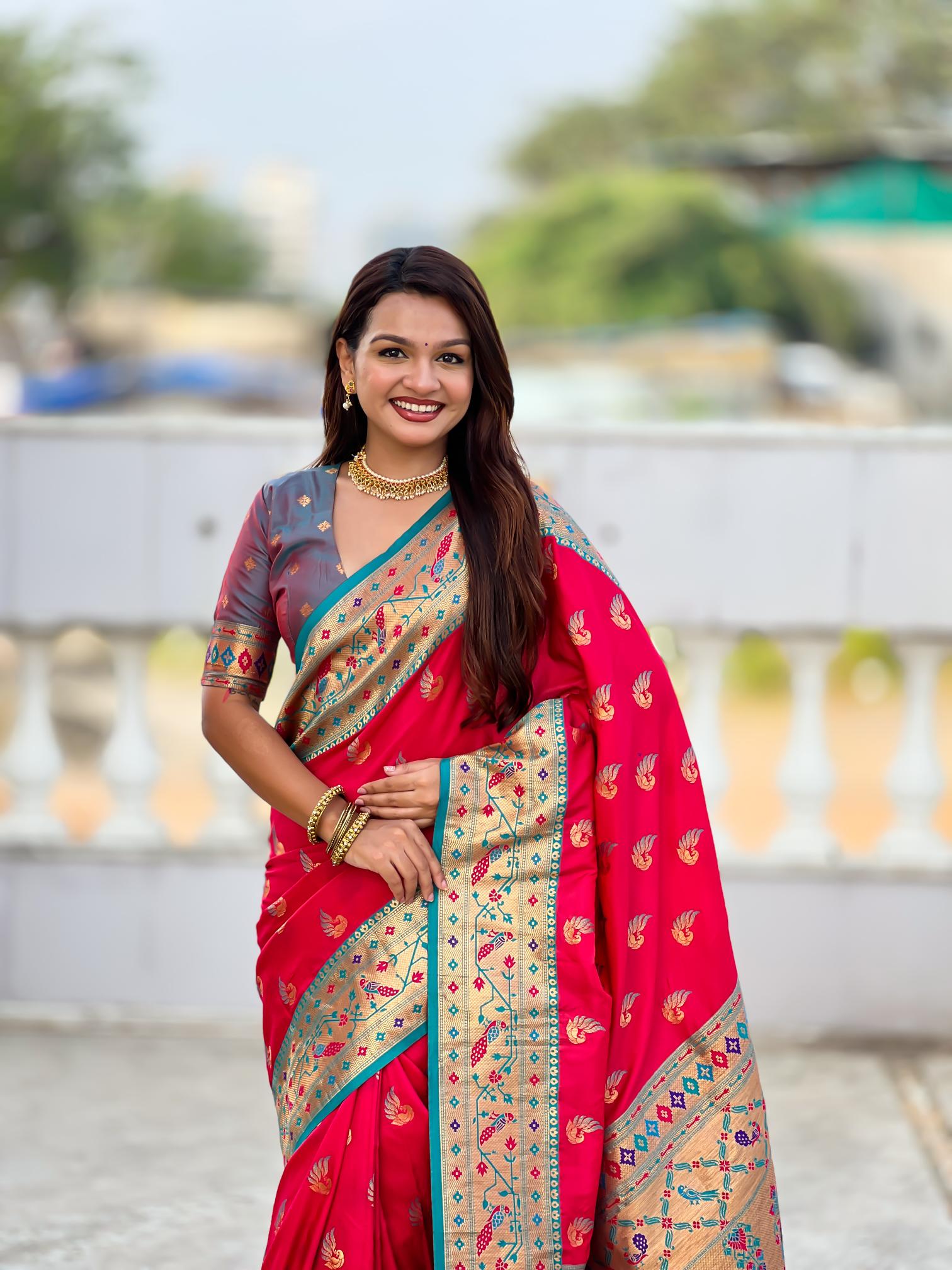 Pink Paithani Silk Saree