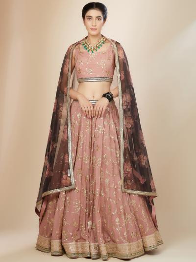 Pink Party Wear Georgette Lehenga
