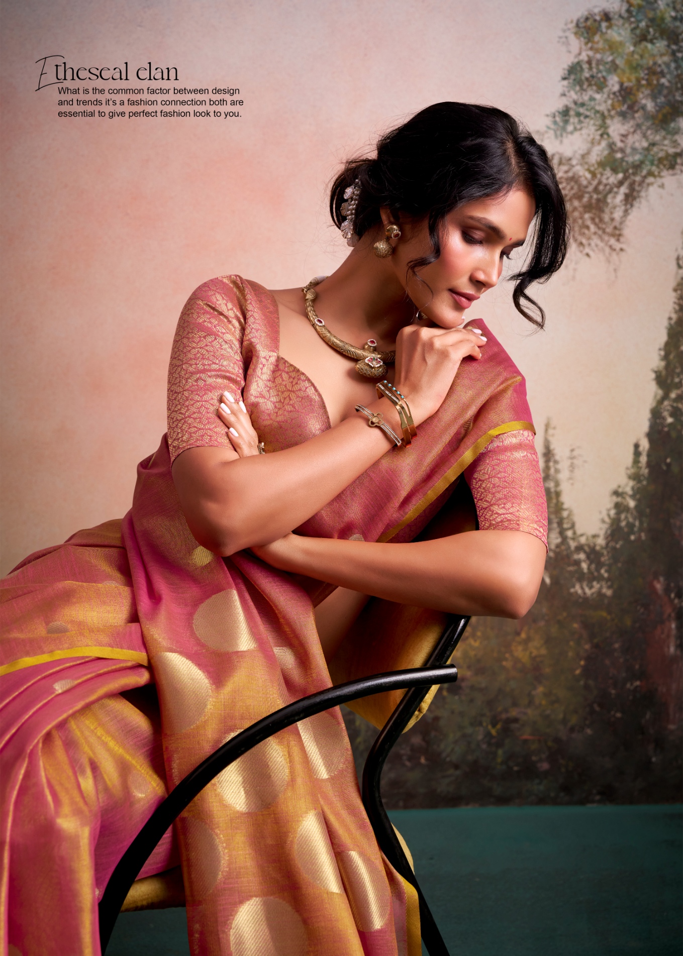 Pink Polka Jacquard Tissue Silk Elegant Saree — alternate view