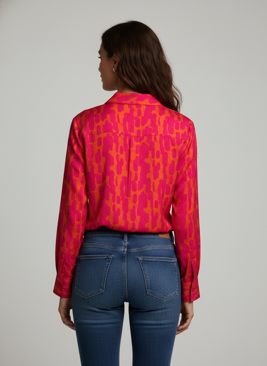 Pink Printed Crepe Classic Classic Shirt — alternate view