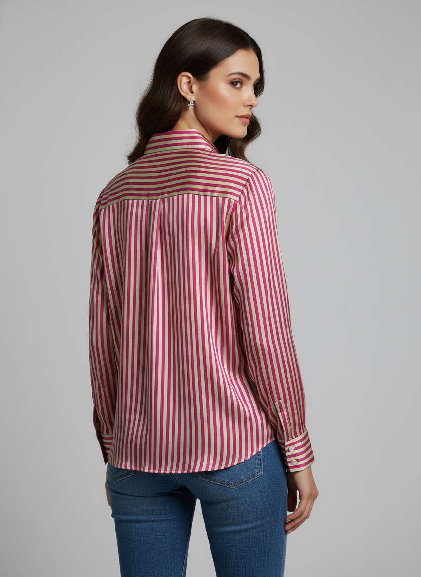 Pink Printed Crepe Classic Shirt — alternate view