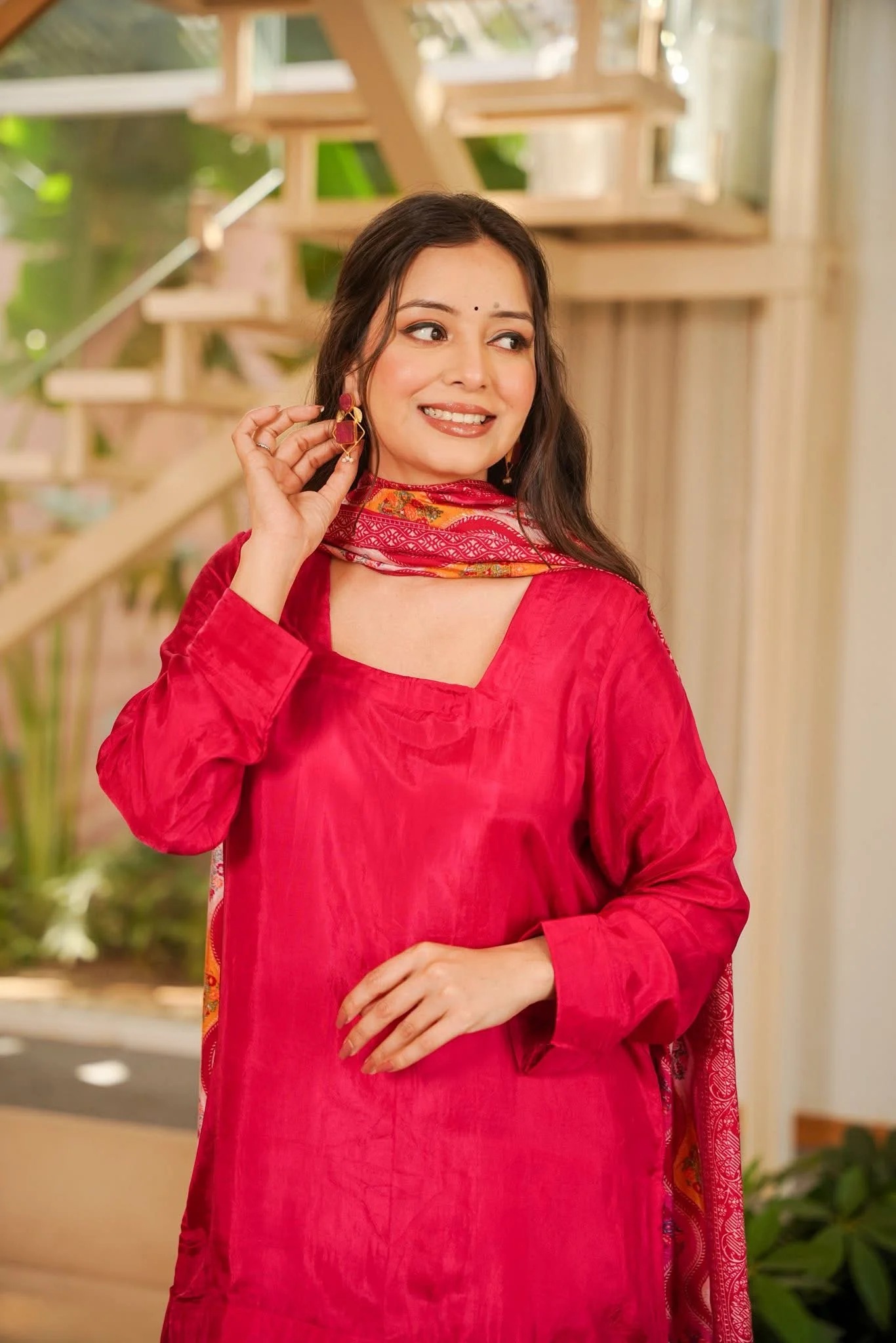 Pink Printed Indo-Western Co-ord Set