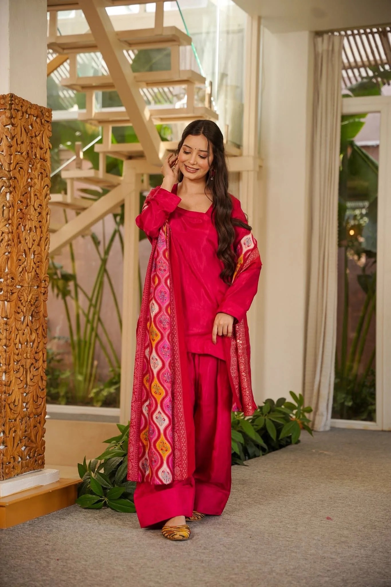 Pink Printed Indo-Western Co-ord Set