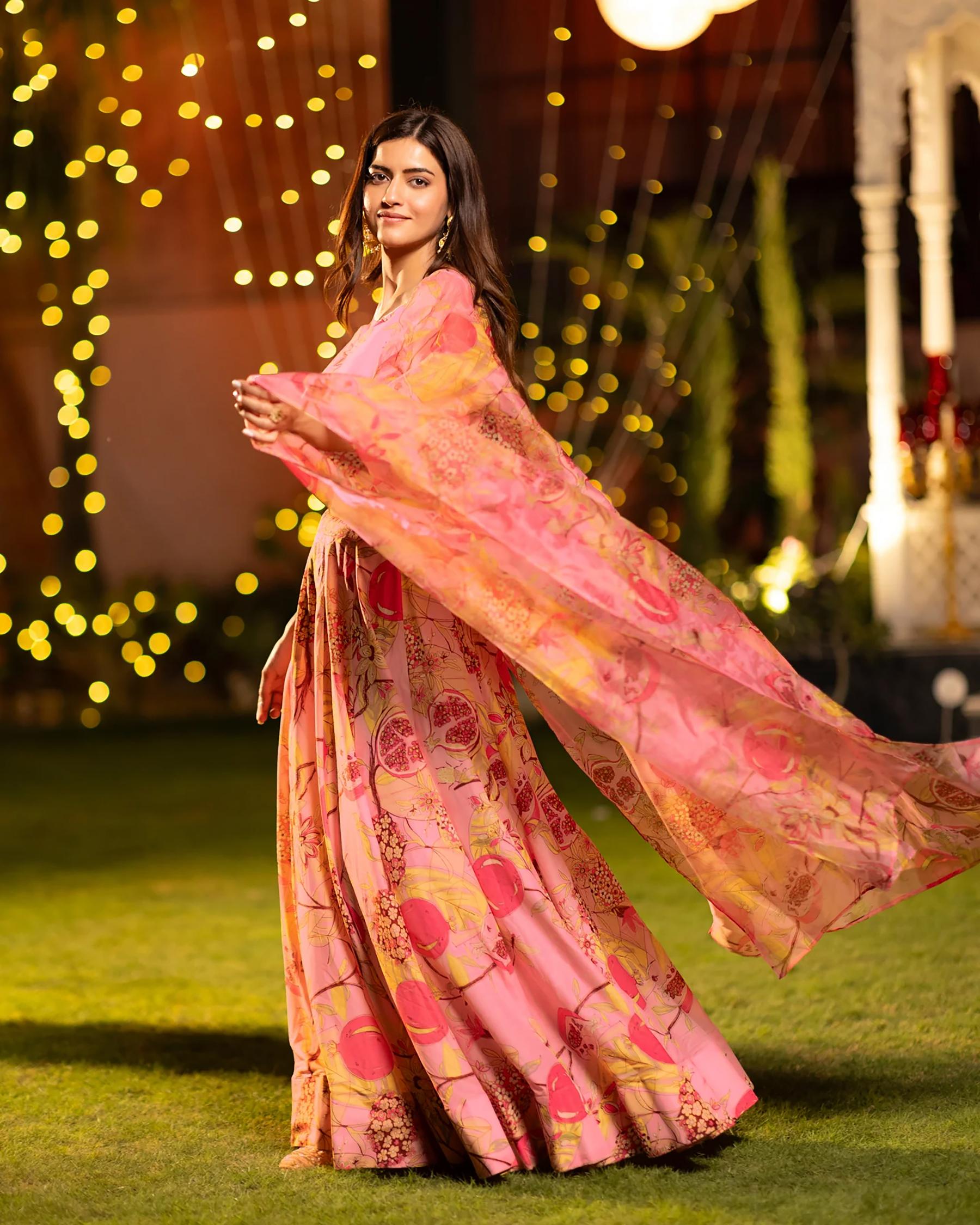 Pink Printed Readymade Lehenga — alternate view