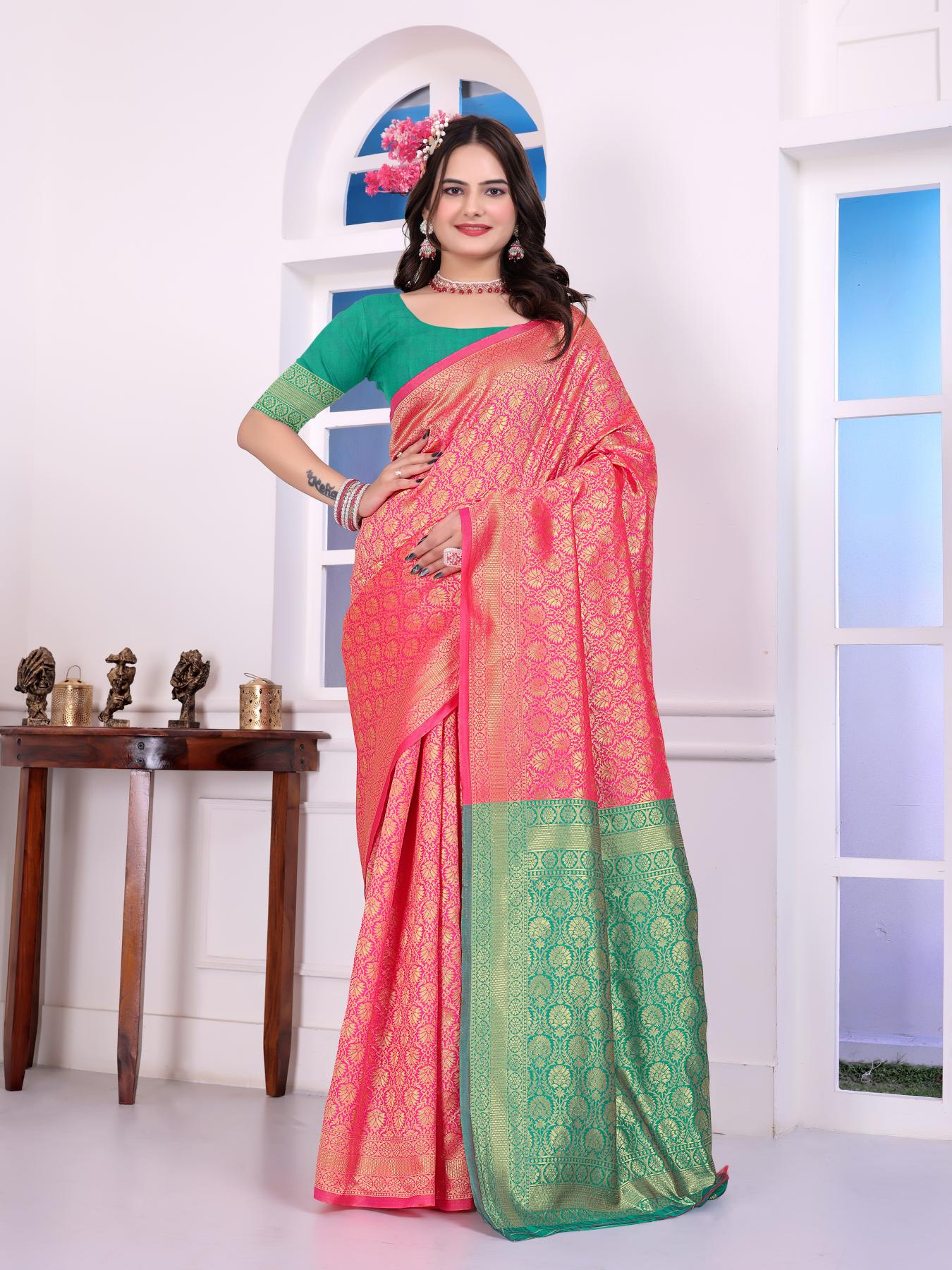 Pink Rama Art Silk Designer Saree