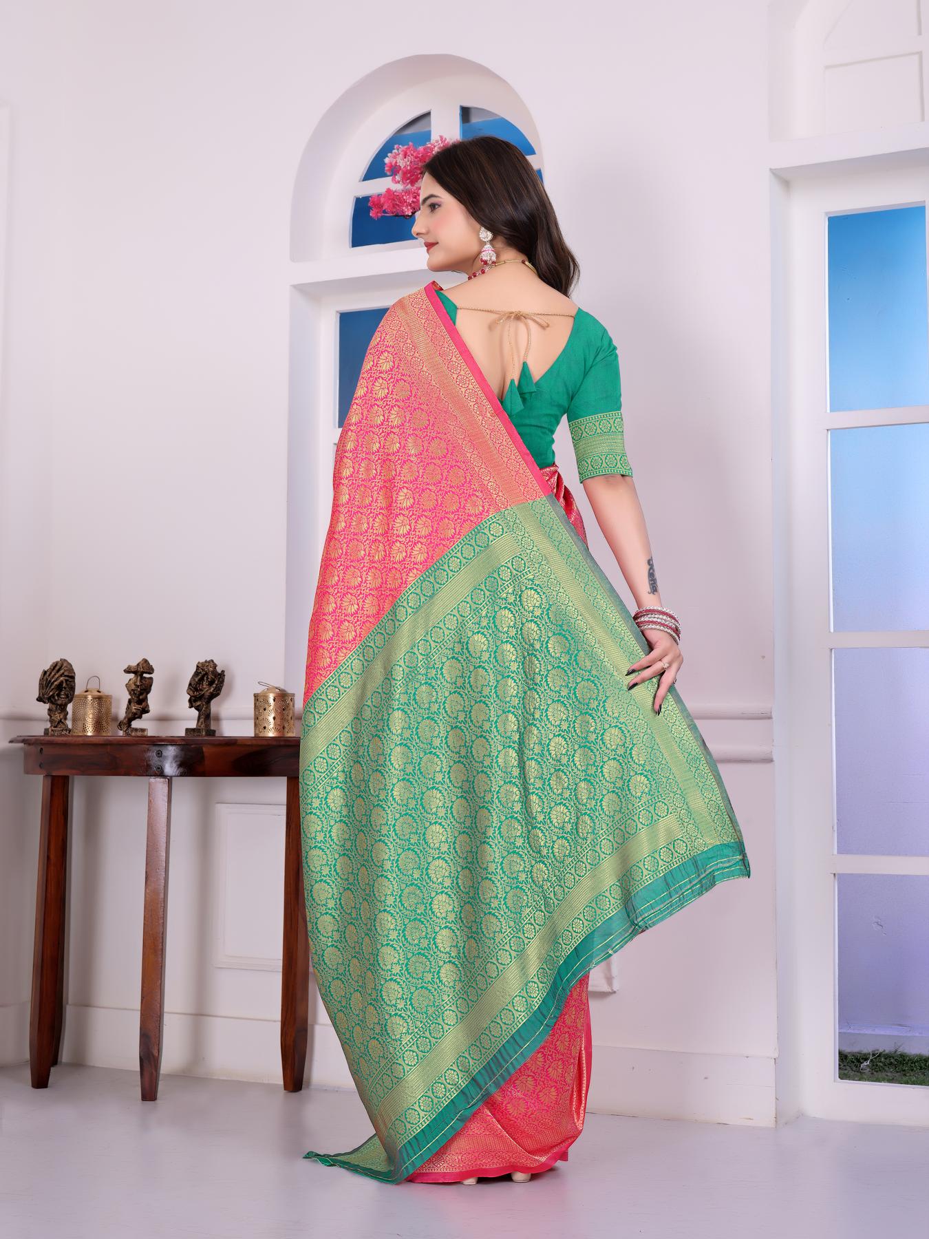 Pink Rama Art Silk Designer Saree — alternate view