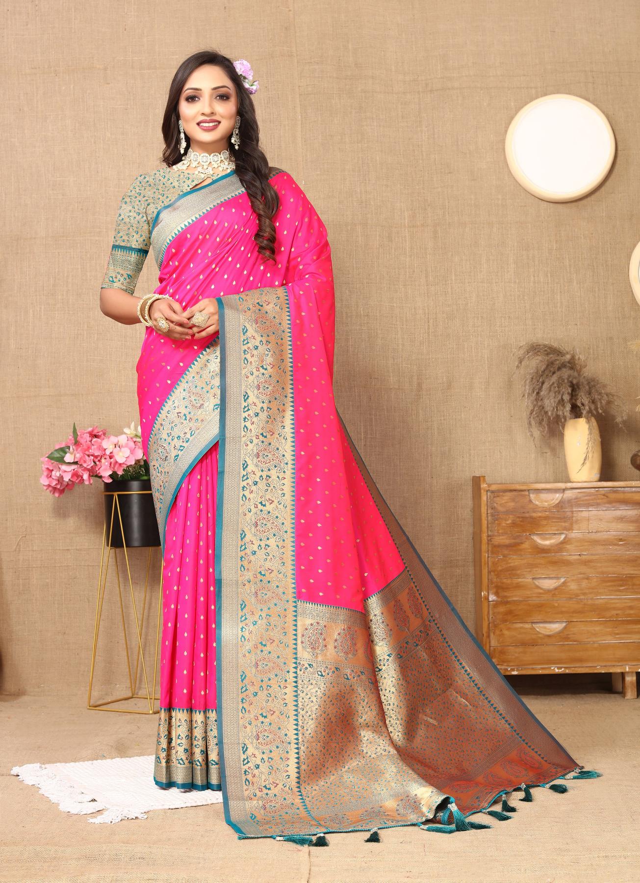 Pink Rama Soft Silk Saree