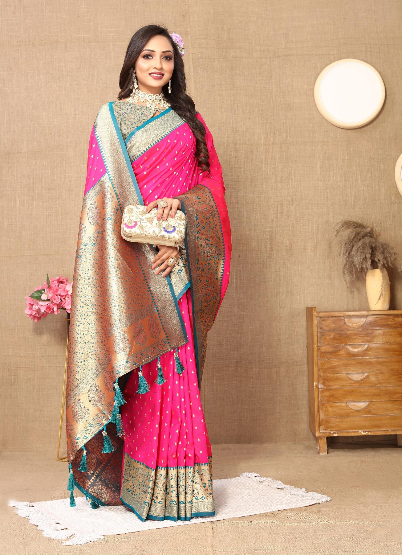 Pink Rama Soft Silk Saree