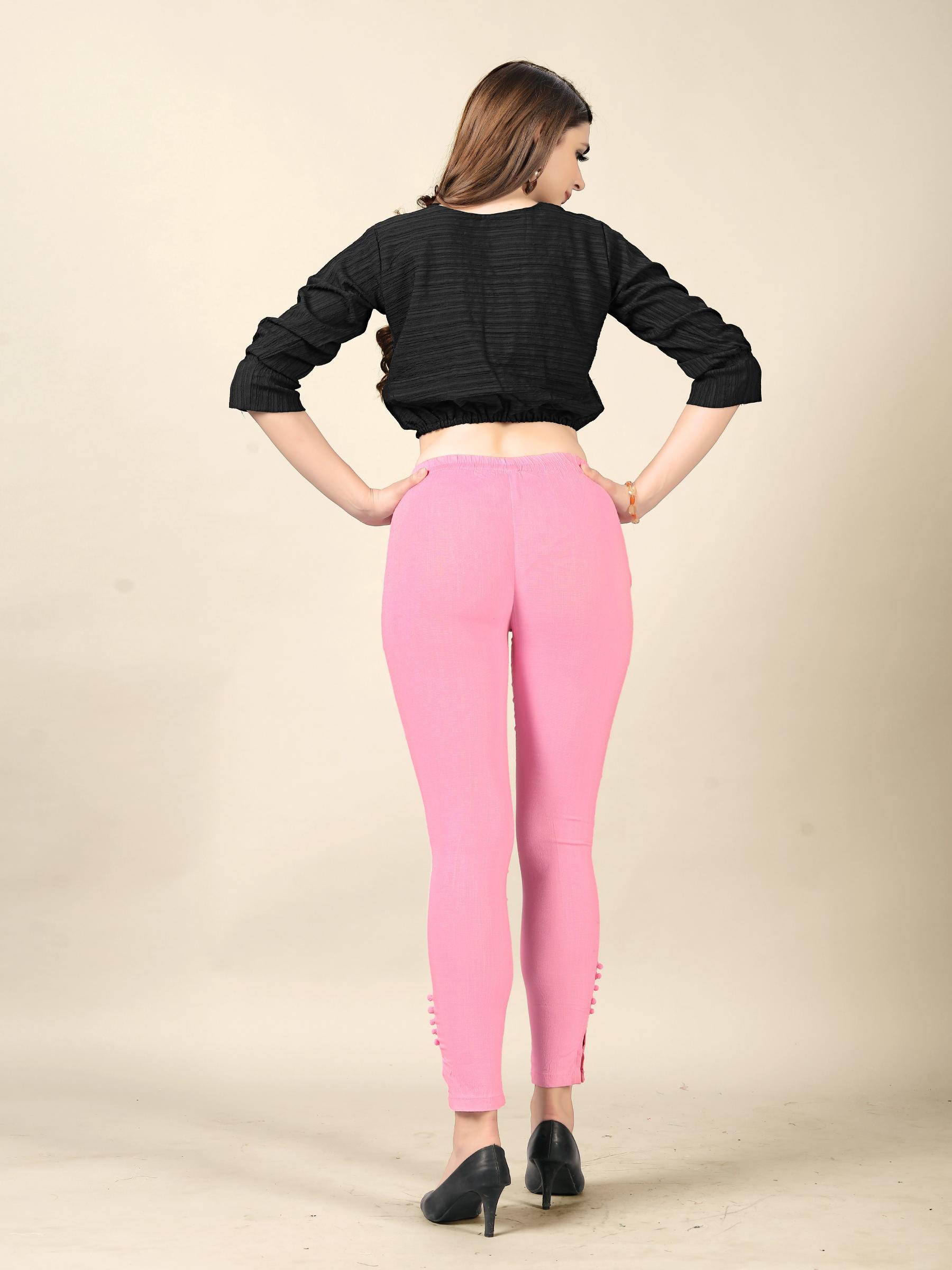 Pink Rayon Lycra Readymade Pant — alternate view