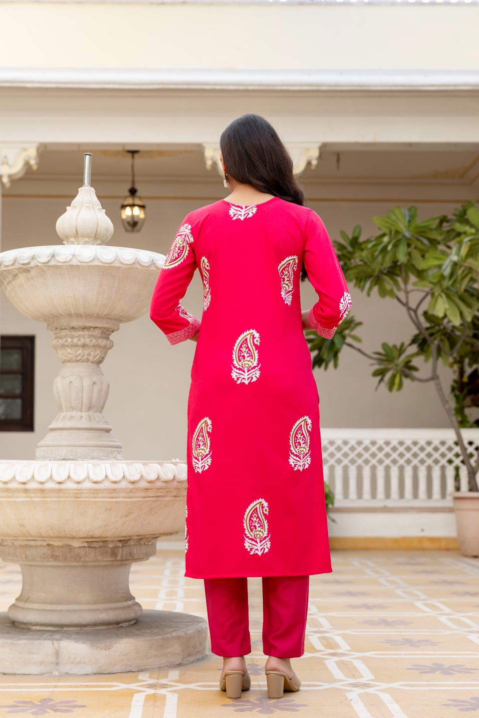 Pink Rayon Printed Salwar Suit — alternate view
