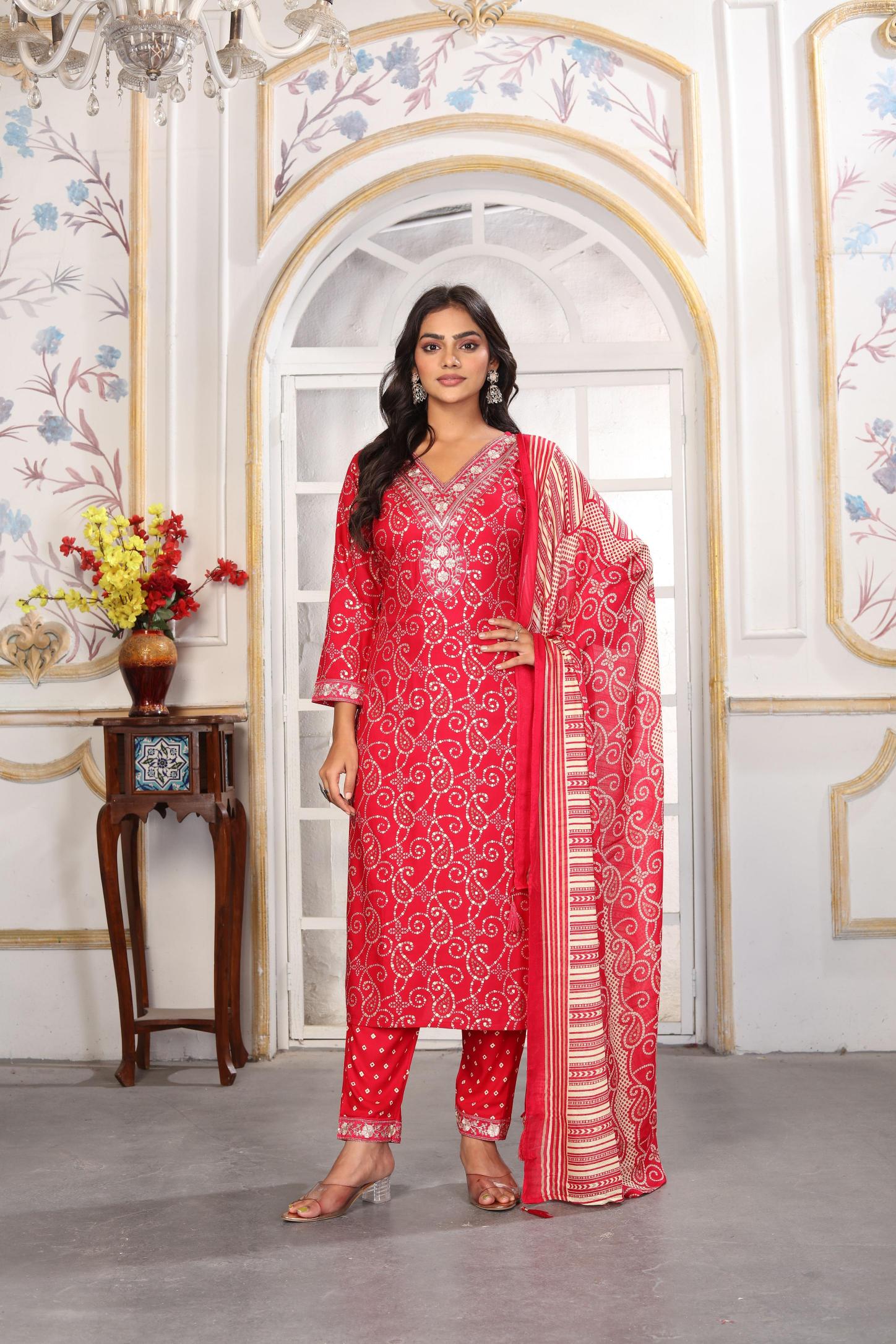 Pink Rayon Readymade Suits