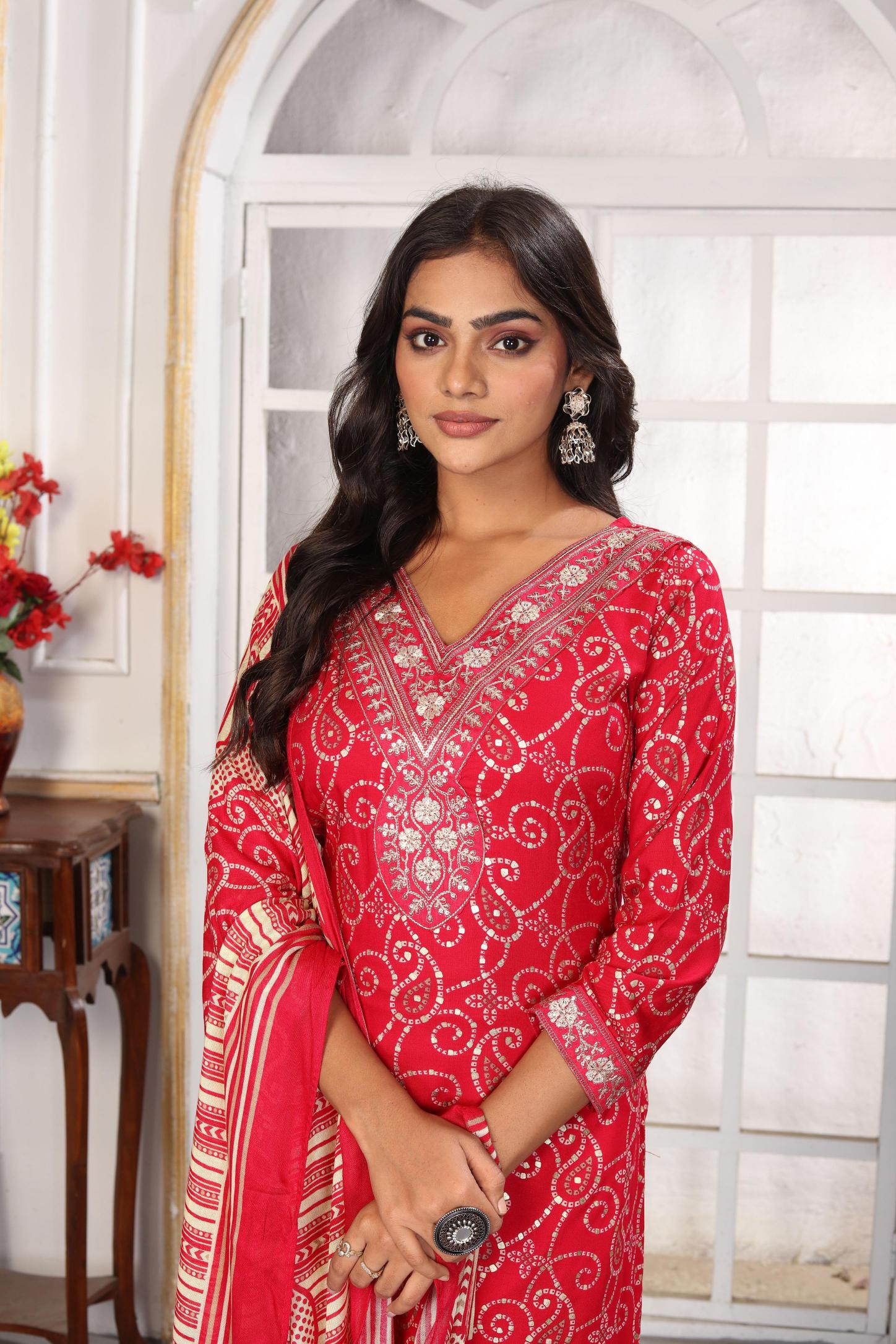 Pink Rayon Readymade Suits