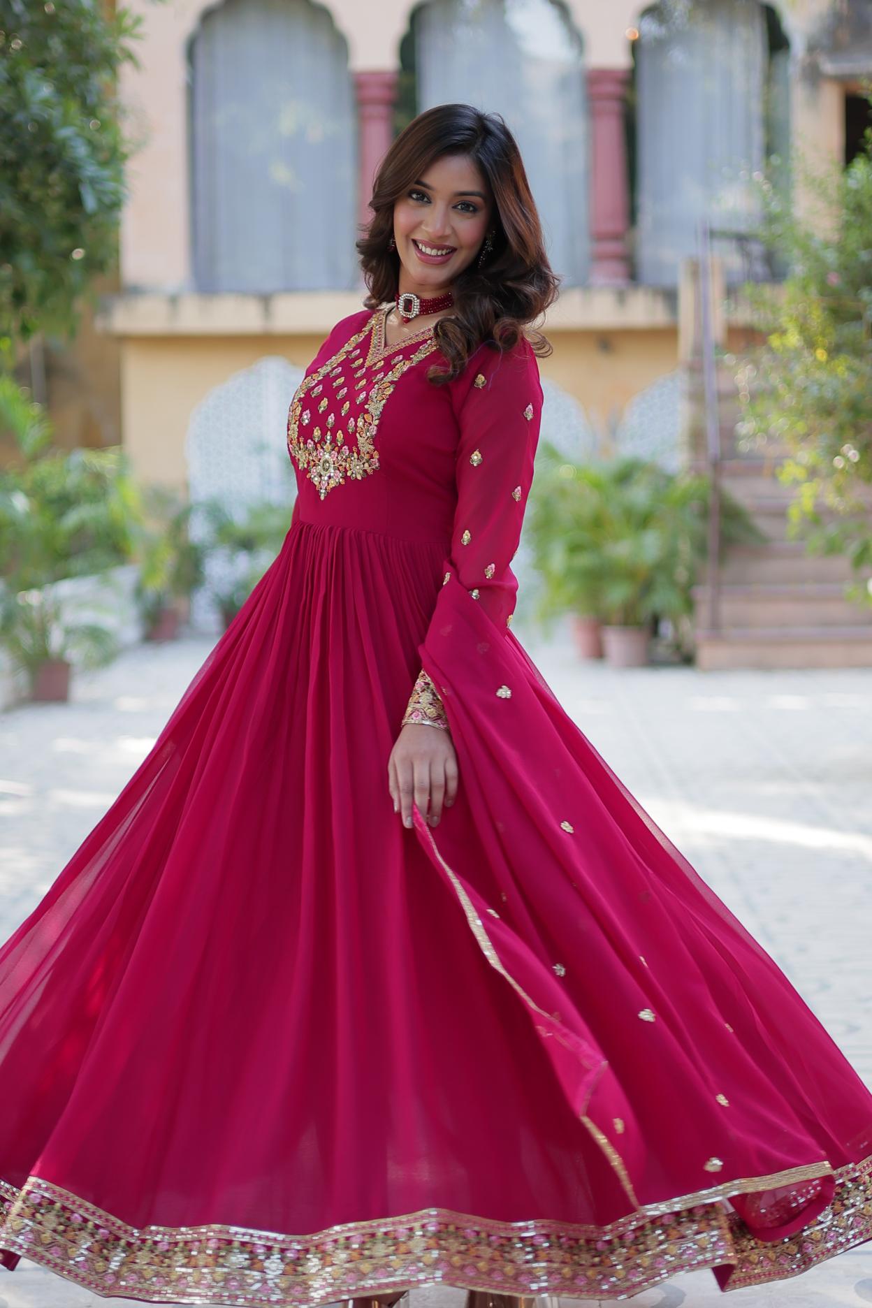 Pink Readymade Long Gown