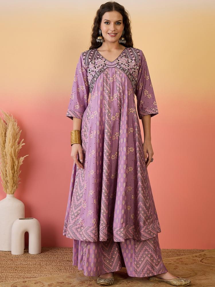 Pink Roman Silk Palazzo Suit