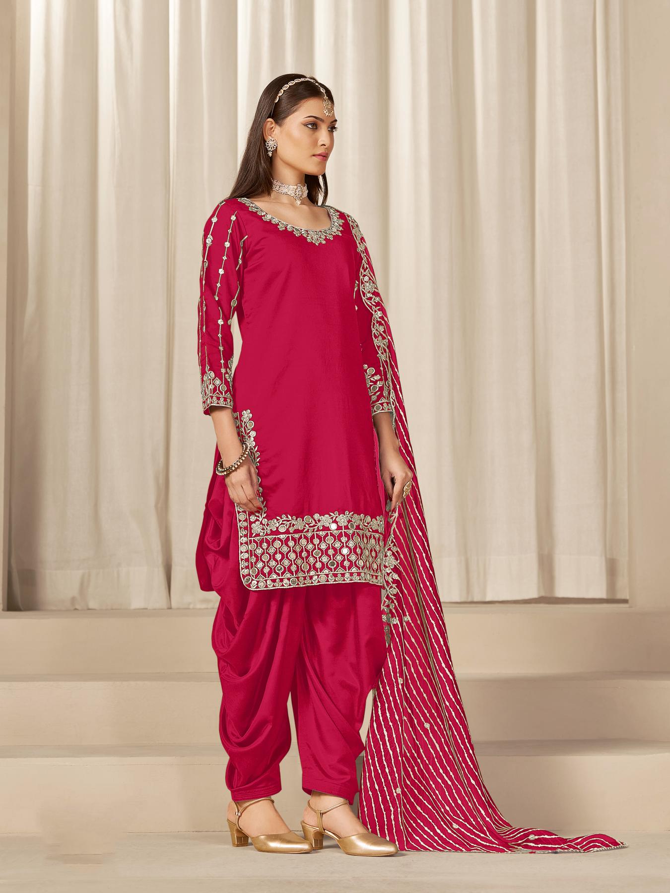Pink Roman Silk Salwar Suits — alternate view