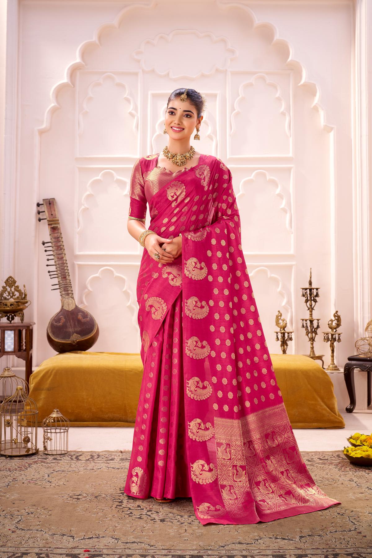 Pink Roop Silk Zari Designer Saree