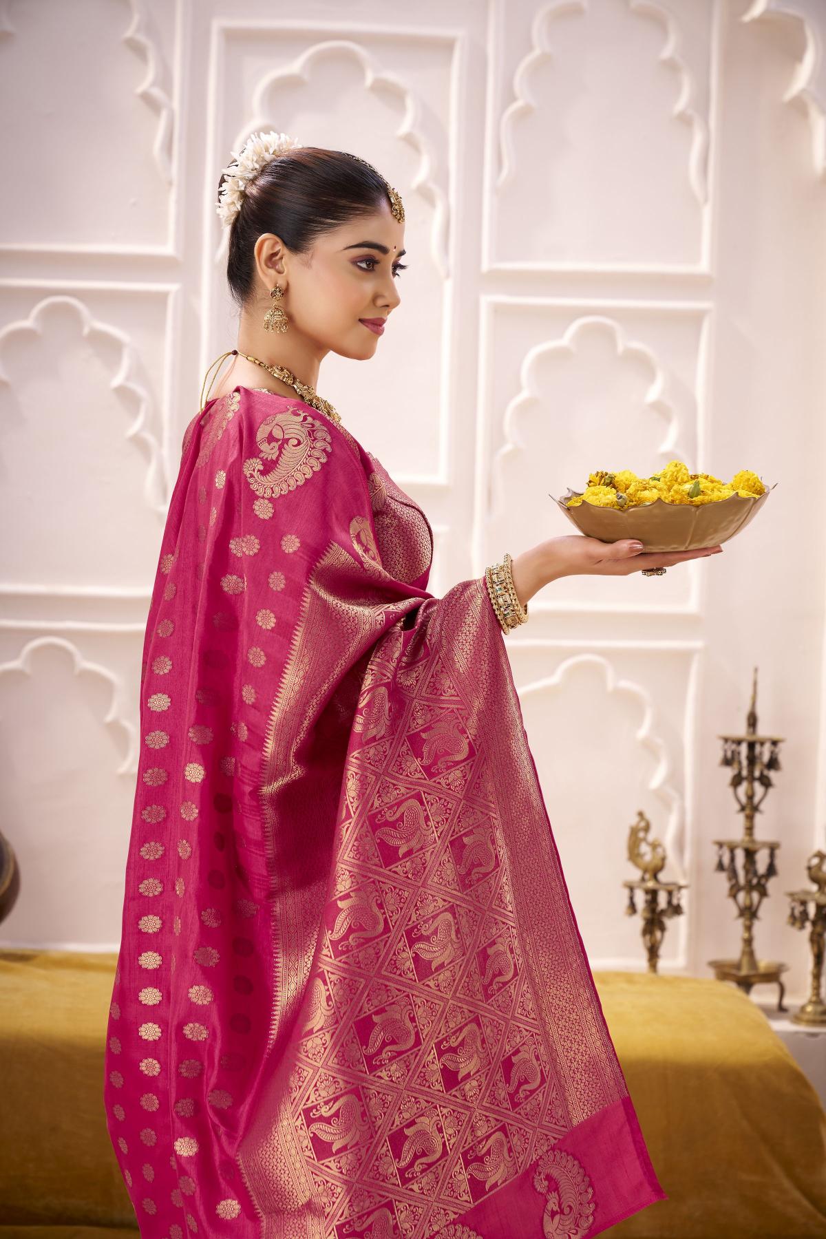 Pink Roop Silk Zari Designer Saree