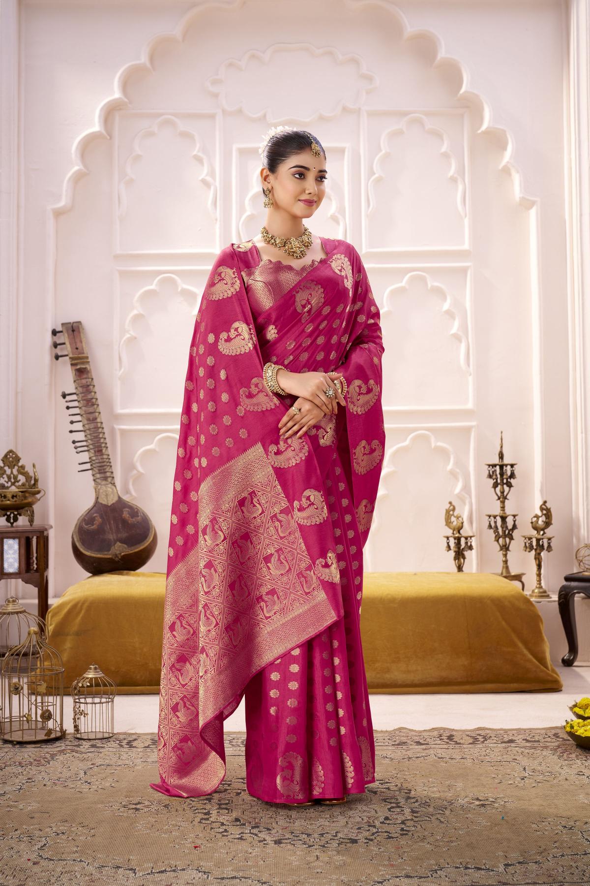 Pink Roop Silk Zari Designer Saree