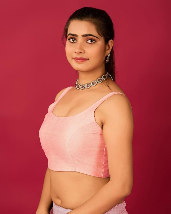 Pink Satin Readymade Blouse