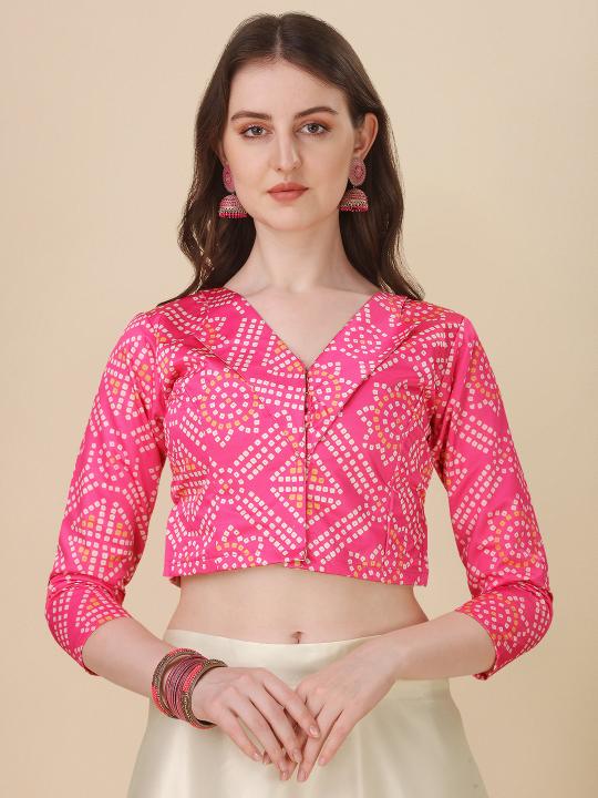 Pink Satin Silk Printed Lehenga