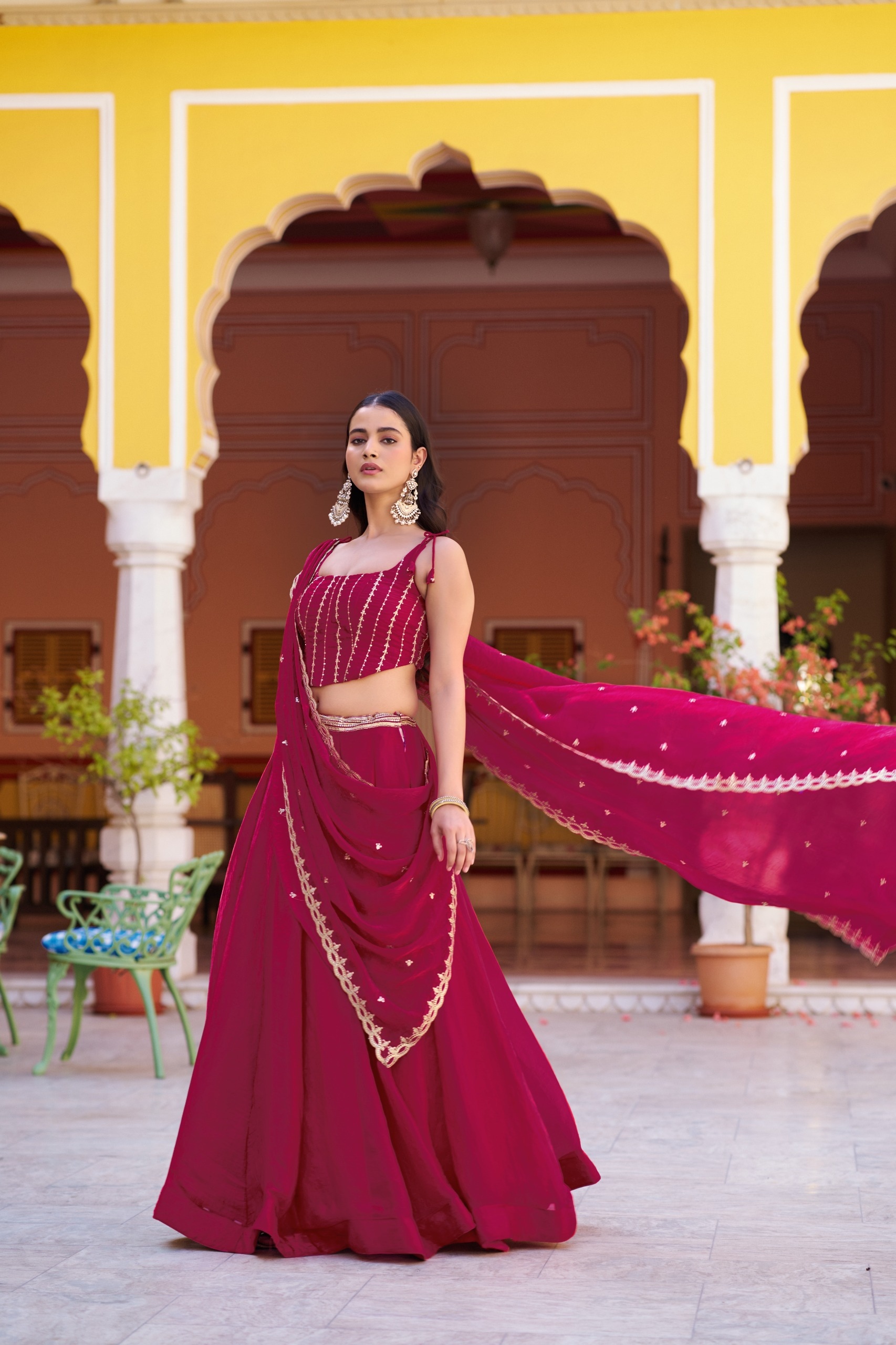 Pink Sequins Embroidered Fendy Silk Lehenga Choli