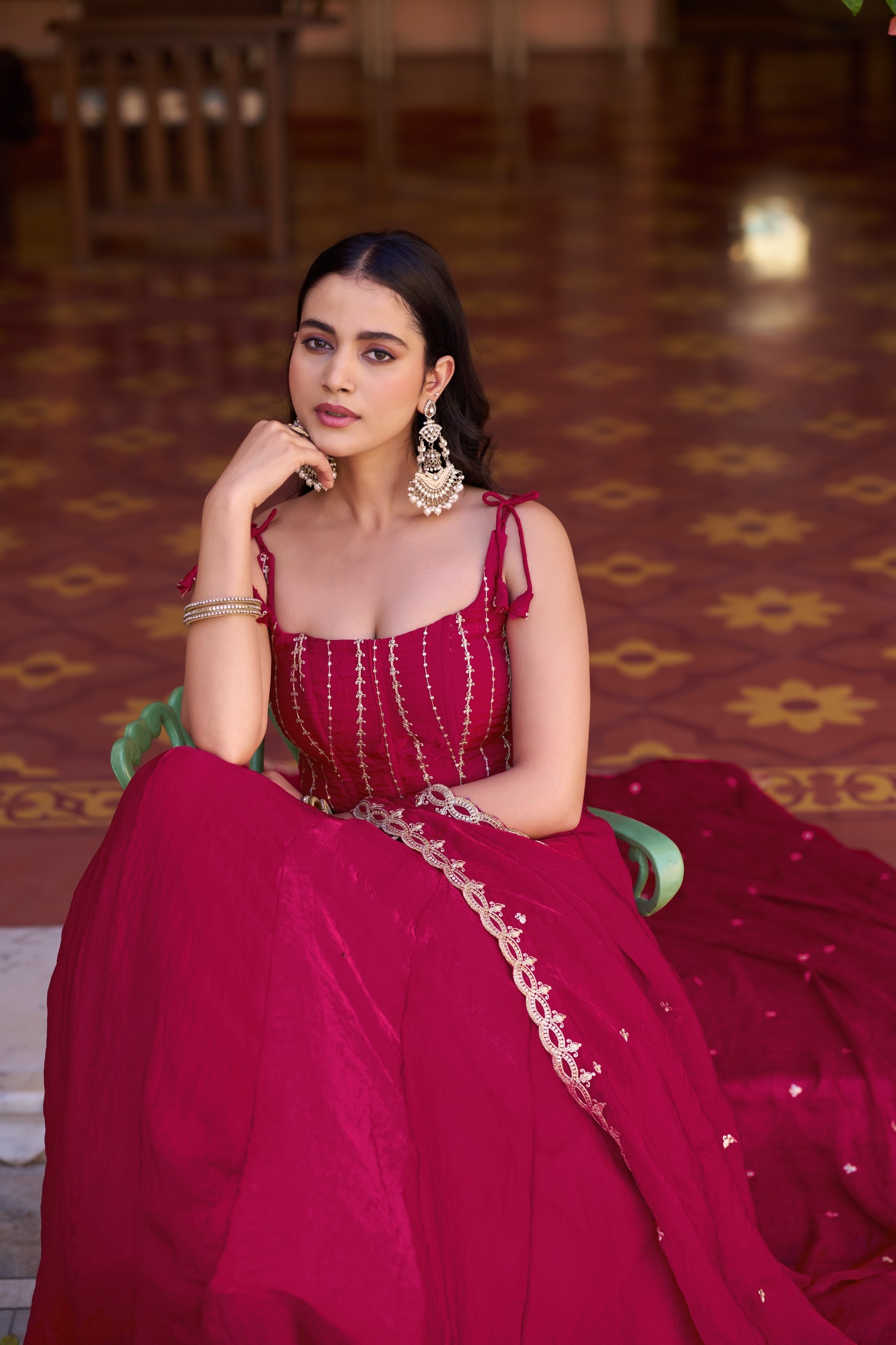 Pink Sequins Embroidered Fendy Silk Lehenga Choli