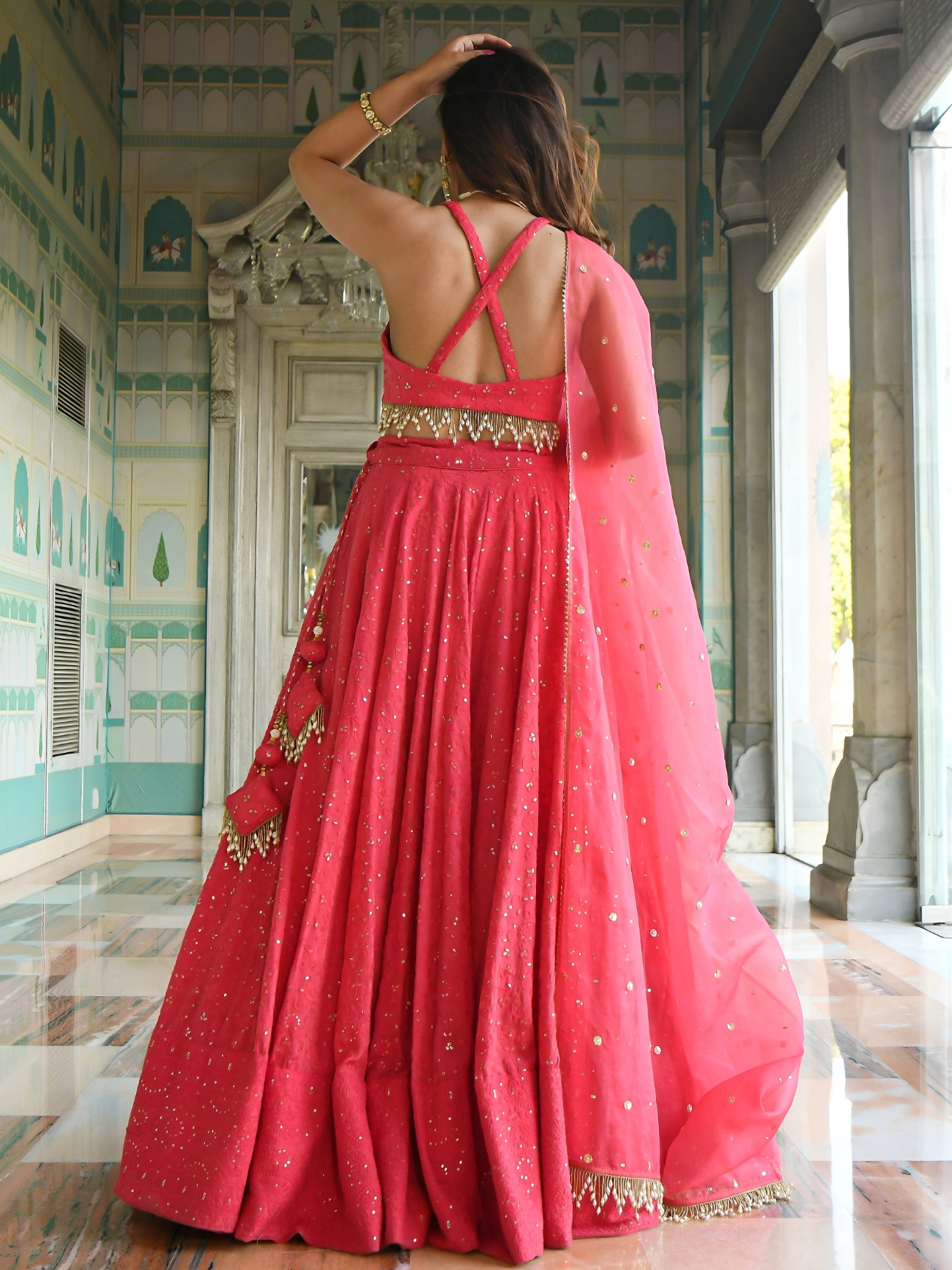 Pink Sequins Embroidery Georgette Lehenga Choli — alternate view