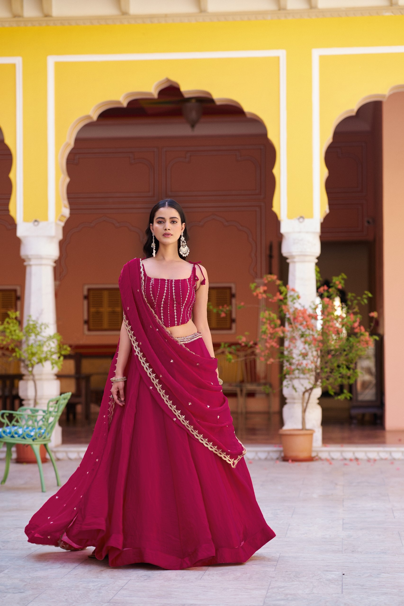 Pink Sequins Embroidered Fendi Silk Lehenga Choli