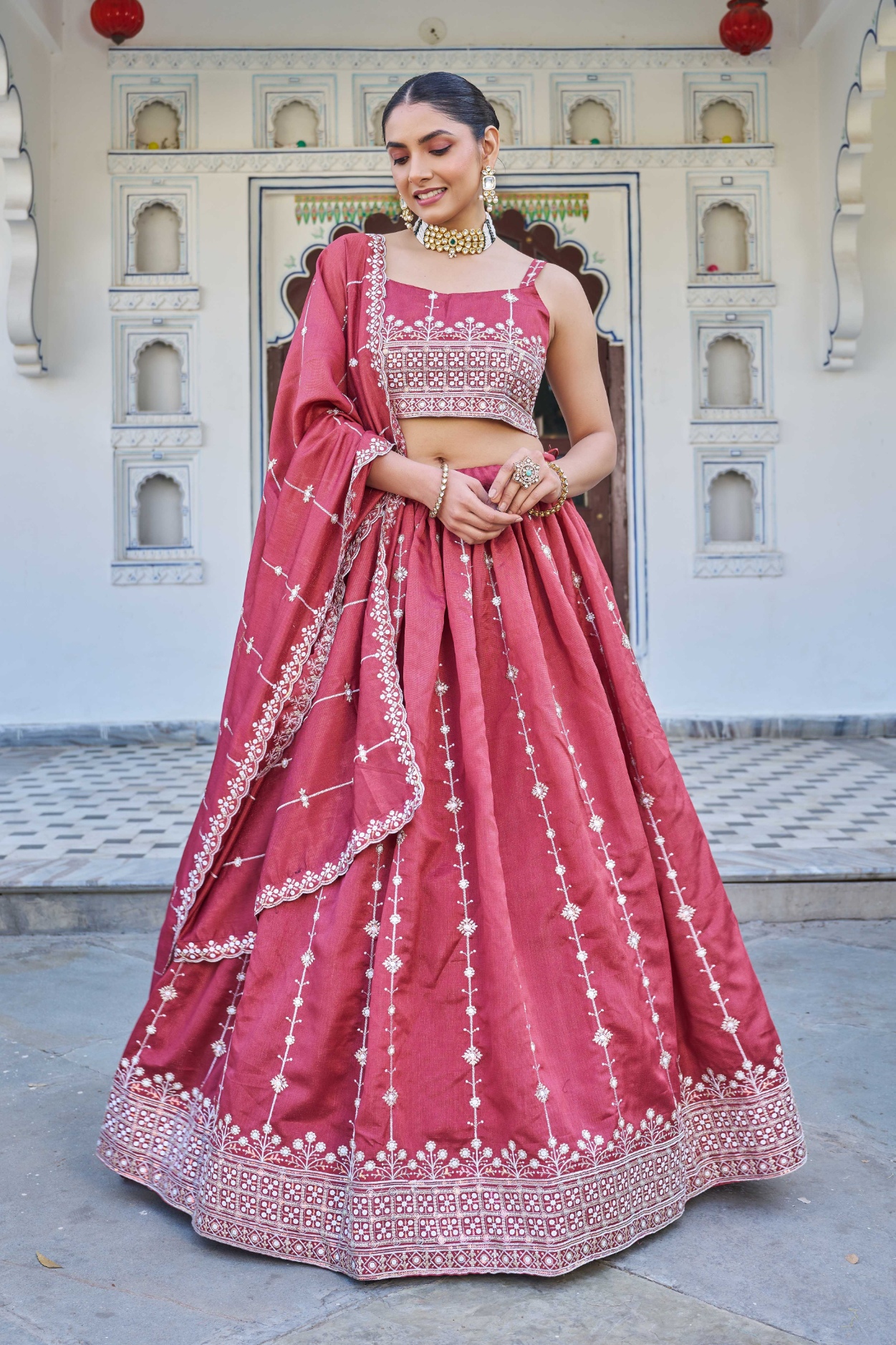 Pink Sequins Silk Designer Lehenga Choli