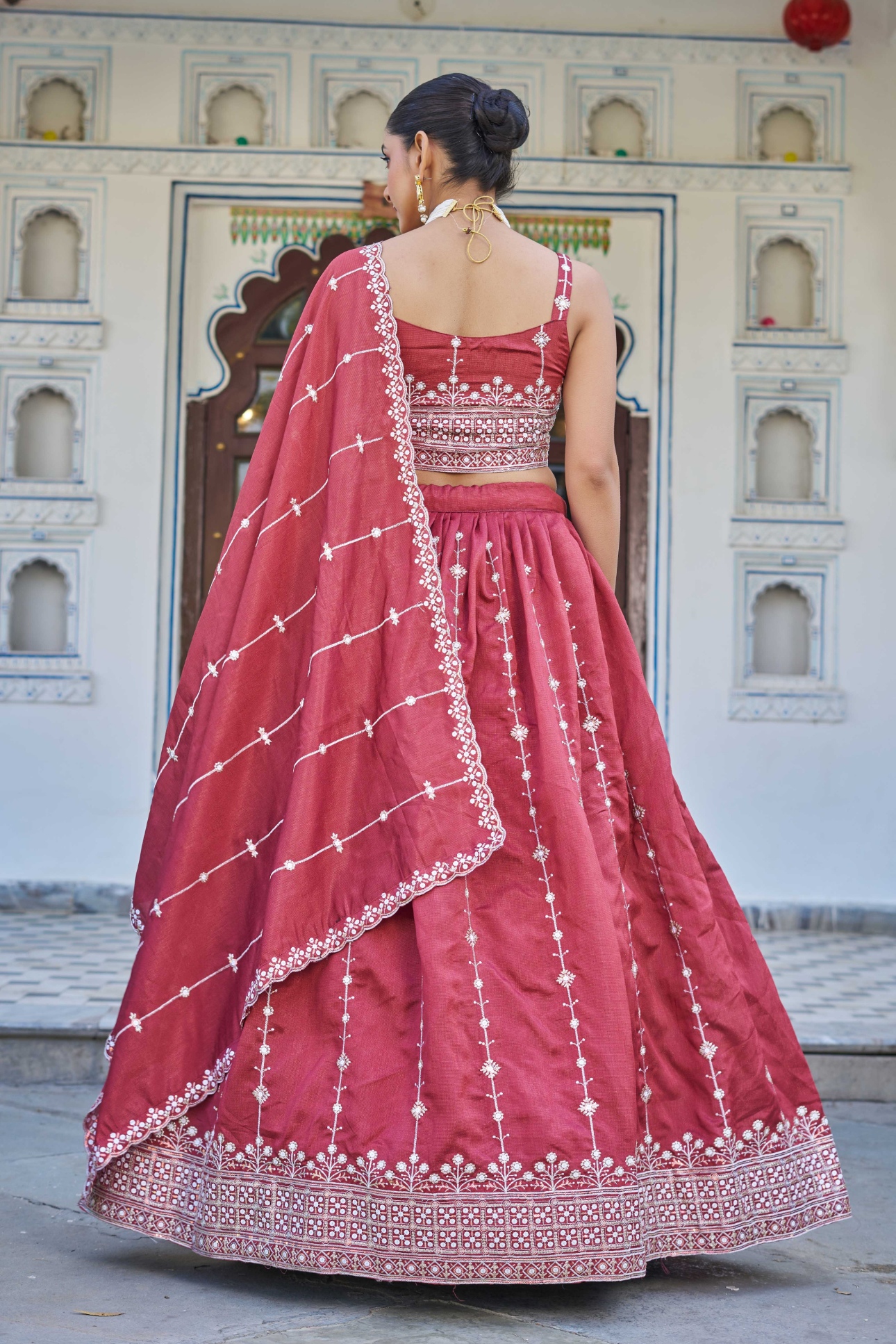 Pink Sequins Silk Designer Lehenga Choli — alternate view