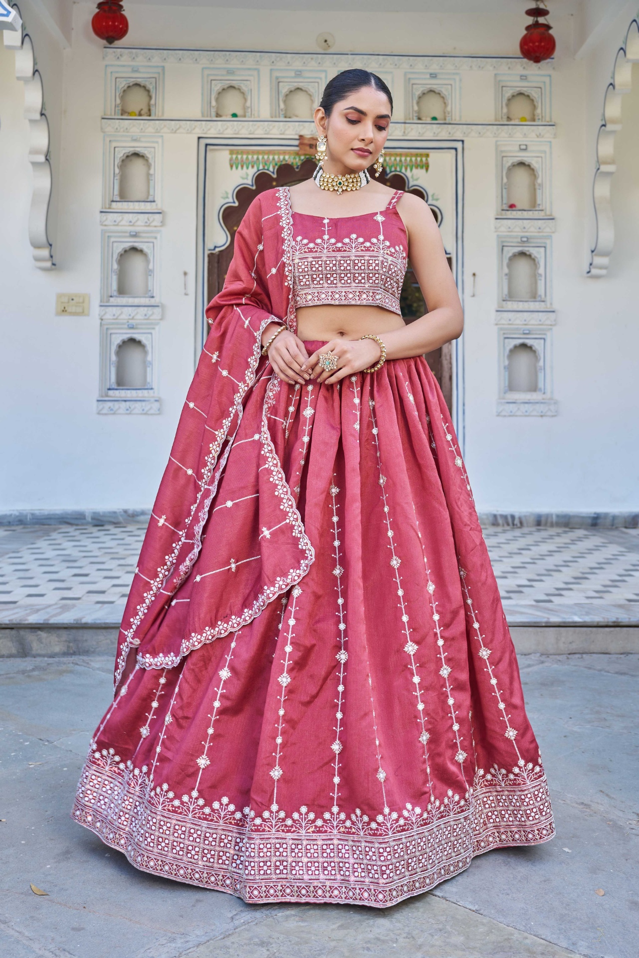 Pink Sequins Silk Designer Lehenga Choli