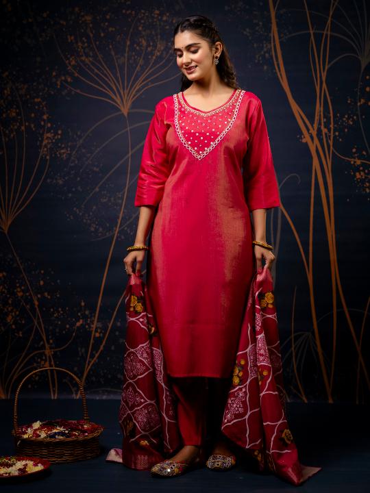 Pink Shimmer Silk Readymade Suits