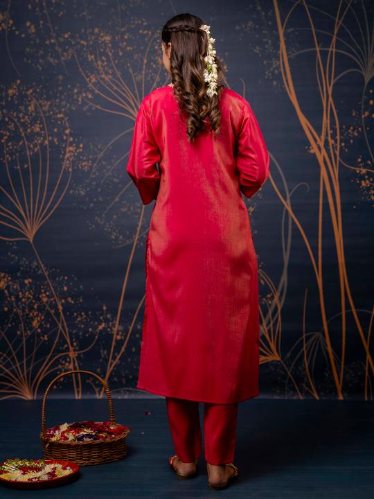Pink Shimmer Silk Readymade Suits — alternate view