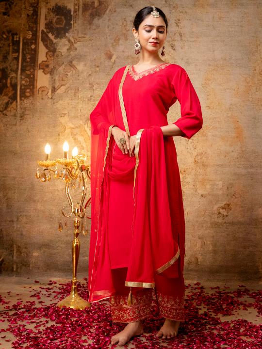 Pink Silk Blend Readymade Suits