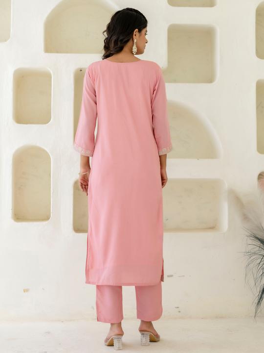 Pink Silk Blend Readymade Suits — alternate view