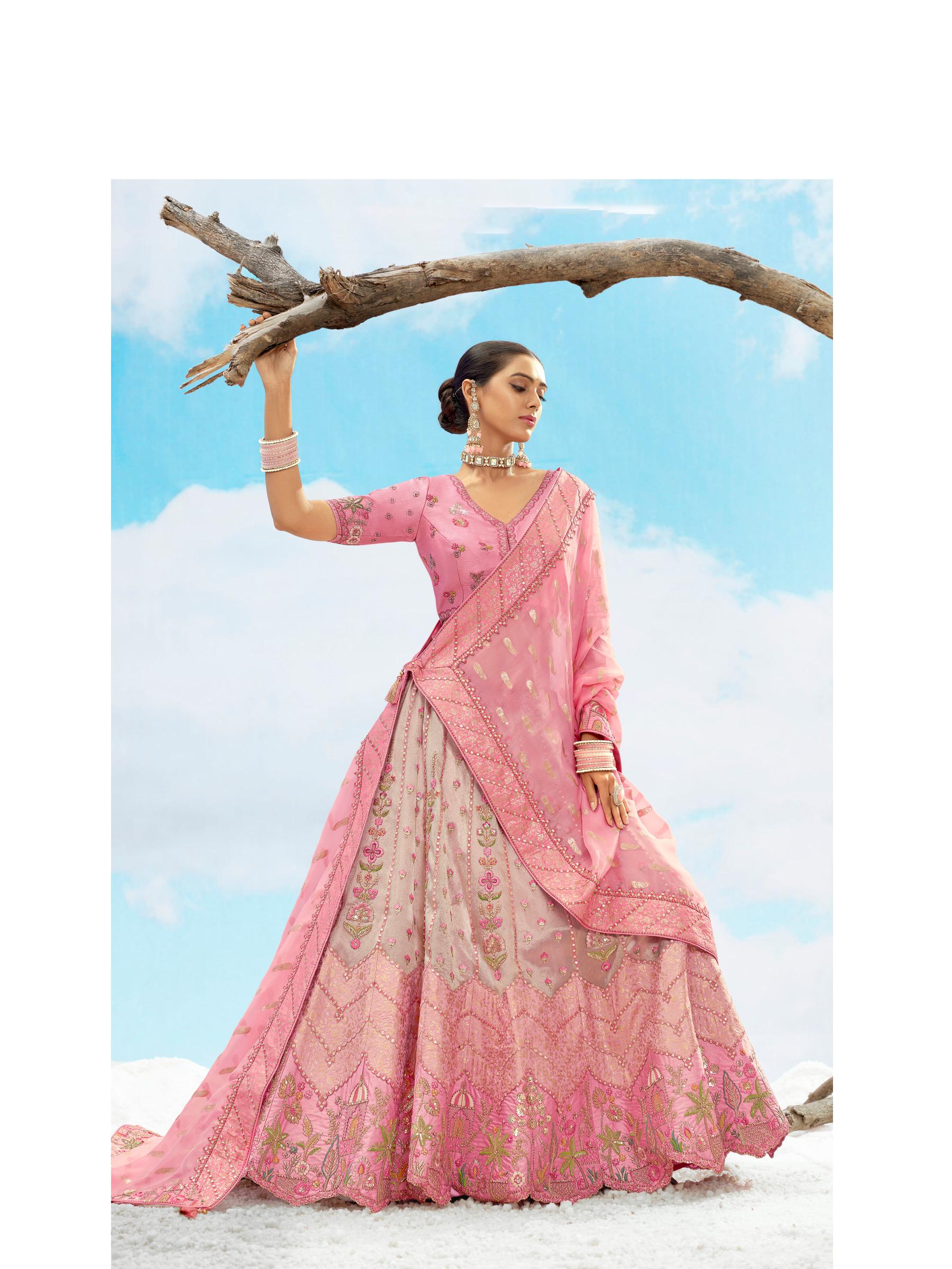 Pink Silk Festive Lehenga — alternate view