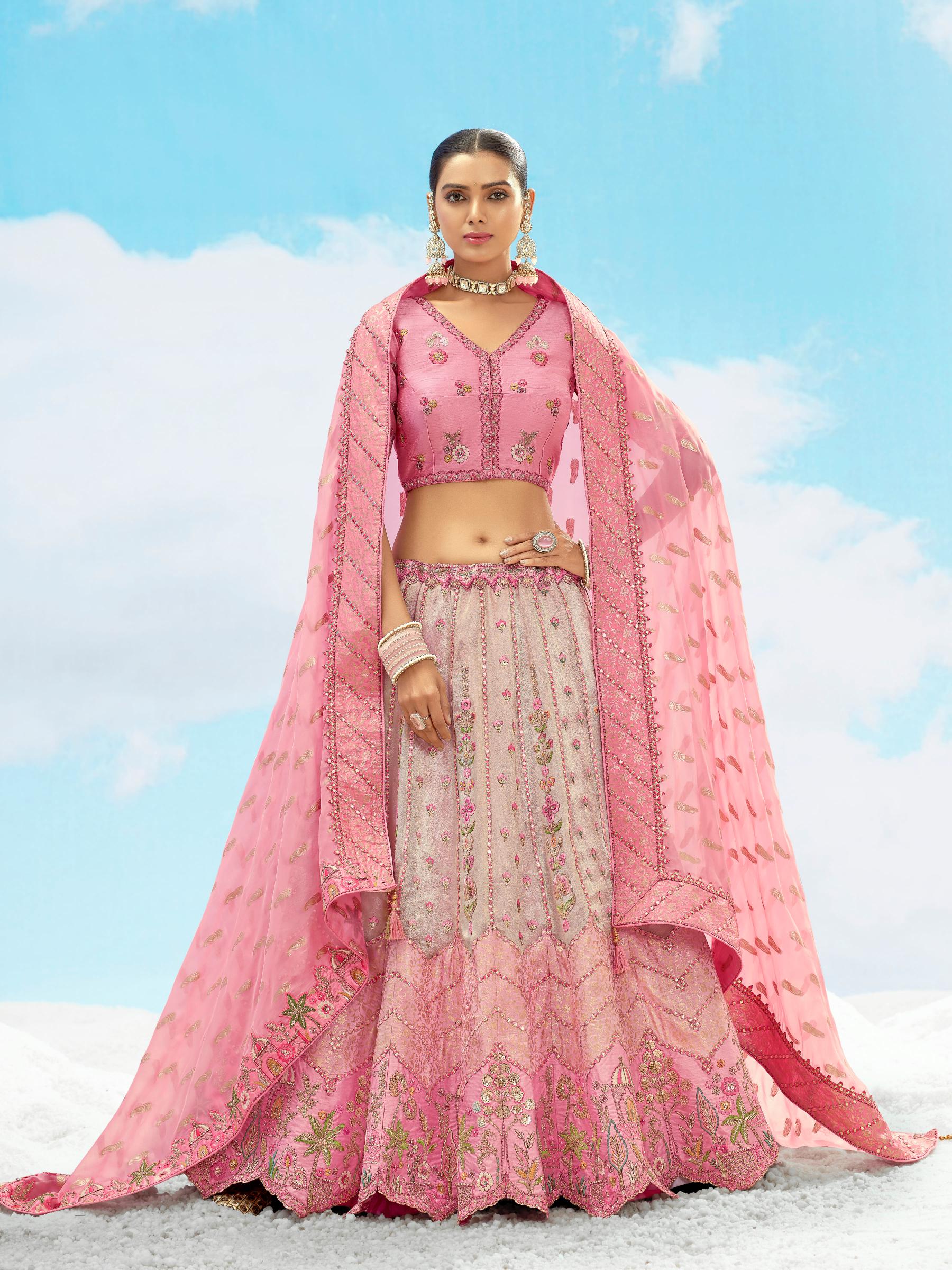 Pink Silk Festive Lehenga