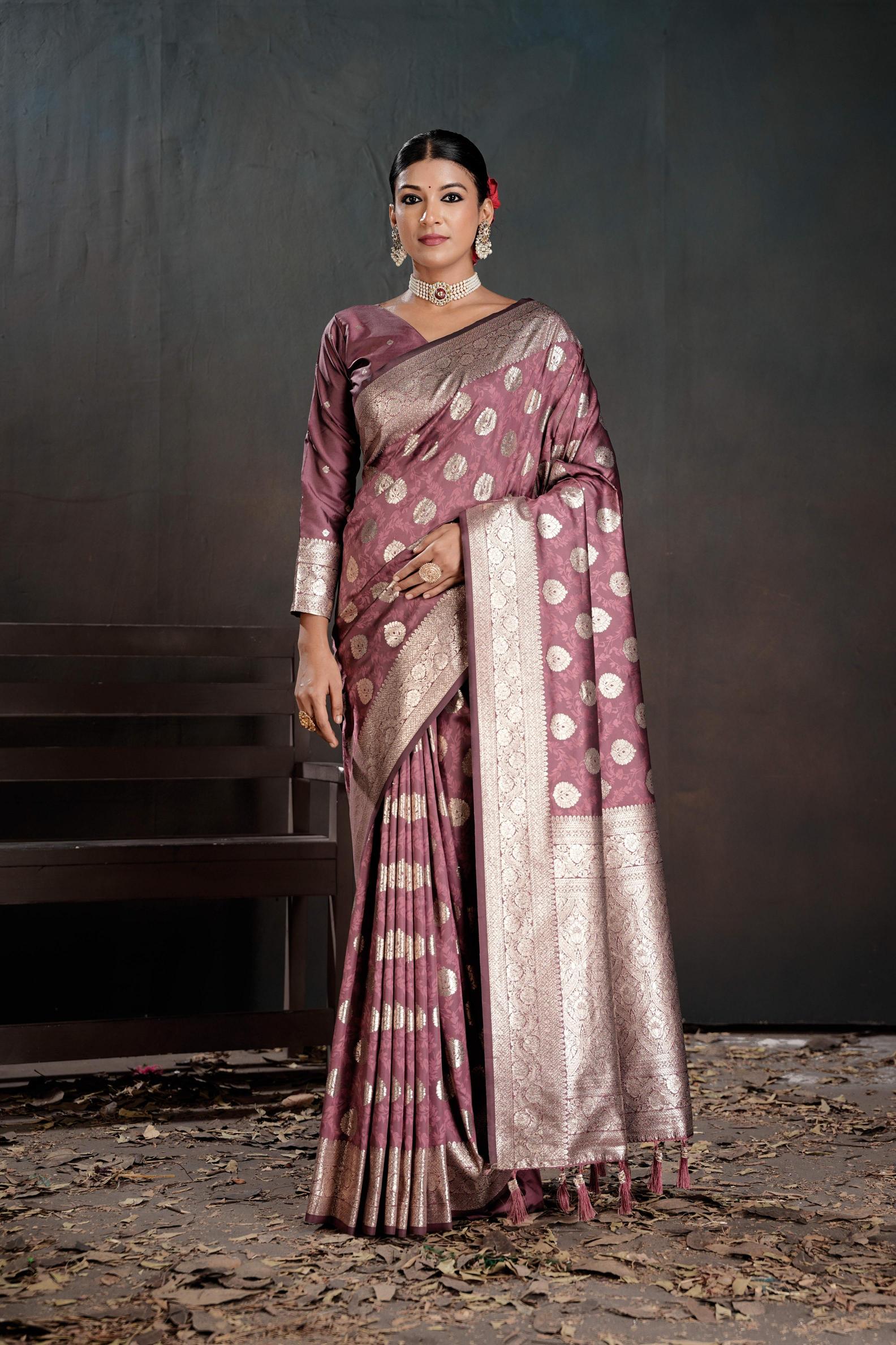 Pink Silk Jacquard work Saree