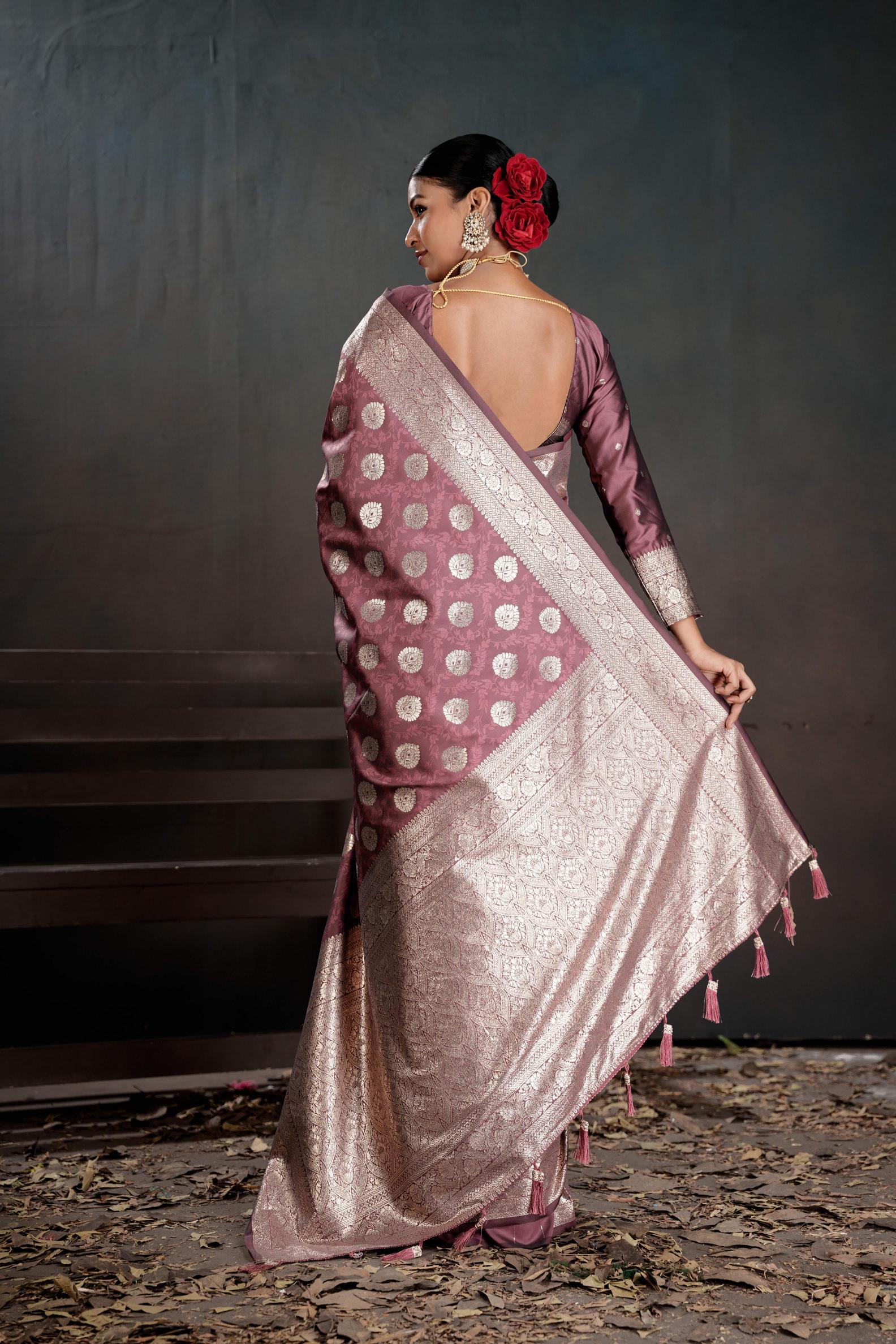 Pink Silk Jacquard work Saree — alternate view